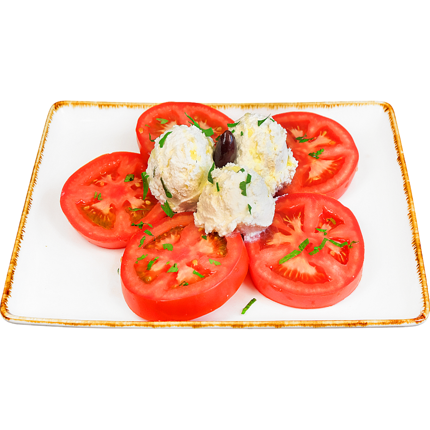 салата "Розови" домати с катък