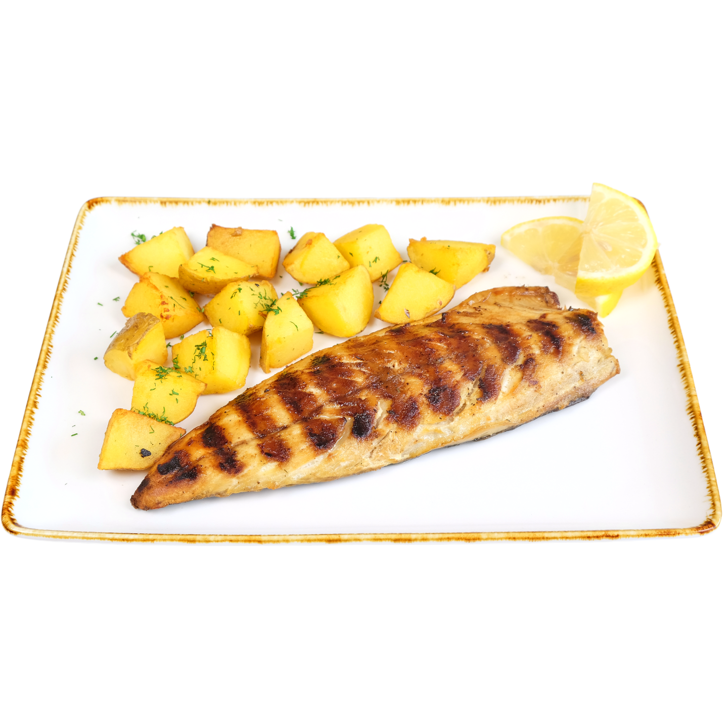 Скумрия на скара с картофи соте