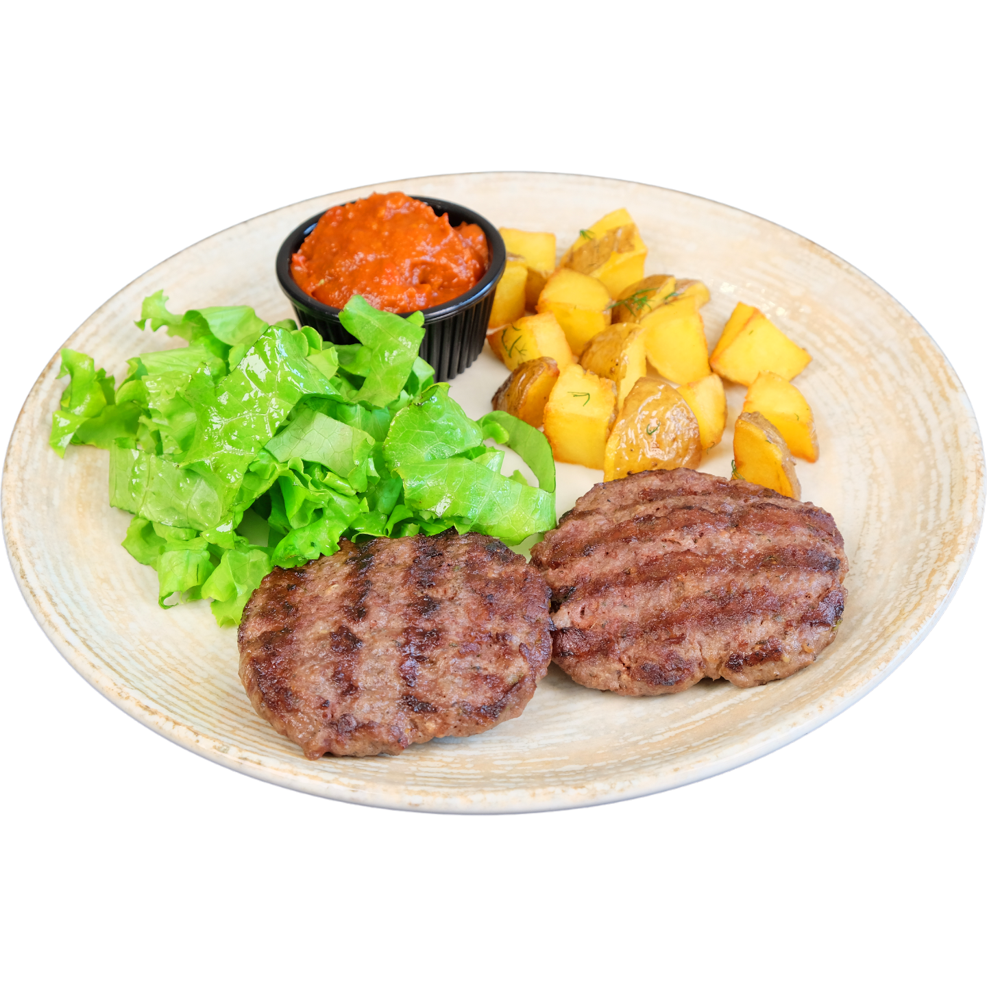 Телешки кюфтета на скара с гарнитура