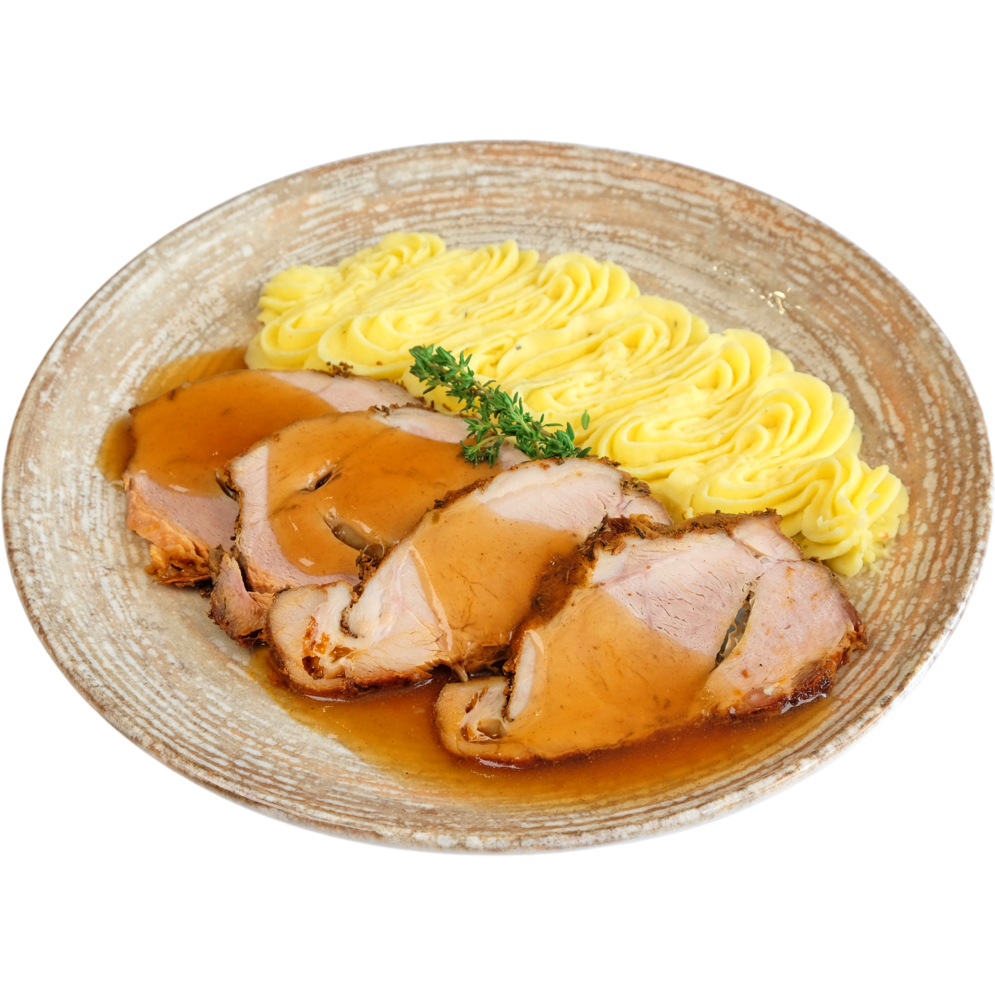 Бавно изпечен свински врат с "Грейви" сос