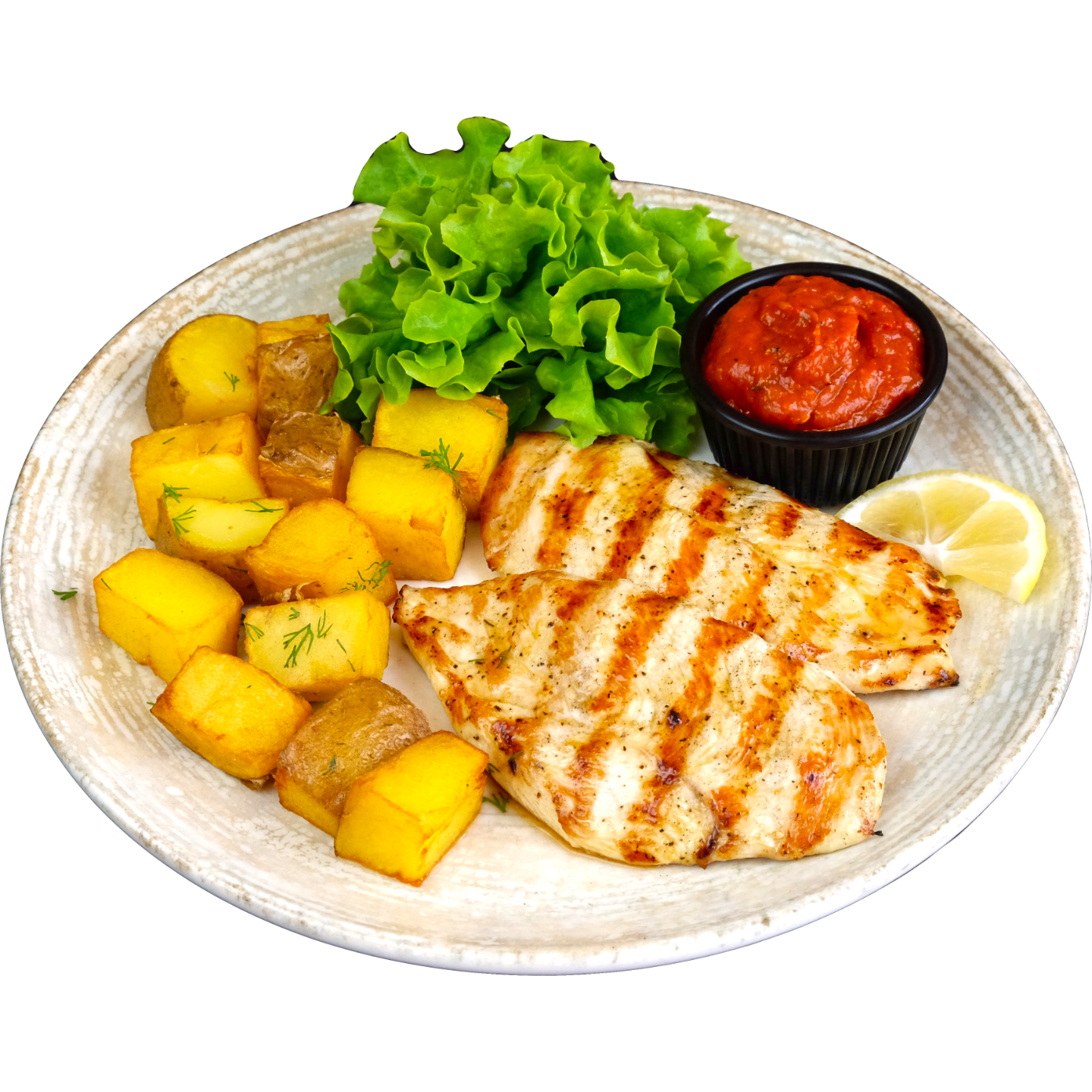 Пилешко филе на скара с гарнитура